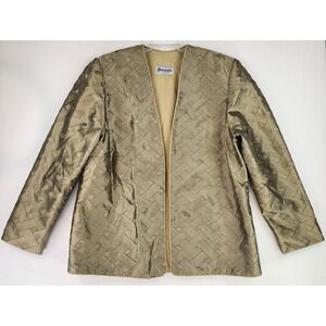 Graciela San Antonio Jacket Womens Large Gold Satin Vintage Open Front Cardigan
